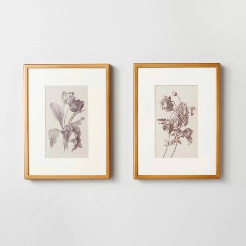 6x8 Floral Sketch Framed Wall Art Set - Hearth & Hand with Magnolia